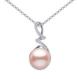 Støíbrný náhrdelník Lena s pudrovou perlou a Brilliance Zirconia