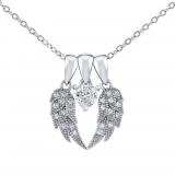 Støíbrný náhrdelník s pøívìskem køídel a srdce Aurélie s Brilliance Zirconia