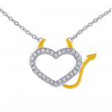 Støíbrný/pozlacený náhrdelník Devil ve tvaru srdce s Brilliance Zirconia