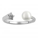 Otevøený støíbrný prsten Star s perlou a Brilliance Zirconia