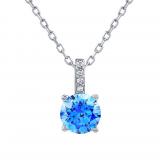 Støíbrný náhrdelník se svìtle modrými Swarovski® Zirconia 7 mm