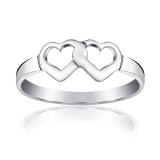 Støíbrný prsten dvojité srdce