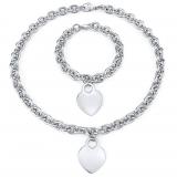 Set šperkù pro ženy z chirurgické oceli náhrdelník a náramek s pøívìskem srdce