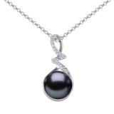 SILVEGO Støíbrný náhrdelník Lena s èernou perlou a Brilliance Zirconia