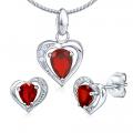 Støíbrná souprava šperkù pro ženy èervené srdce