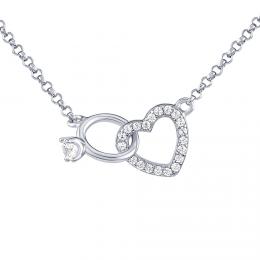 Støíbrný náhrdelník srdce spojené s prstýnkem