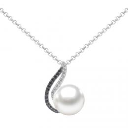 Støíbrný náhrdelník Agnes s bílou perlou a Brilliance Zirconia