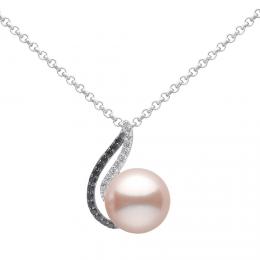Støíbrný náhrdelník Agnes s rùžovou perlou a Brilliance Zirconia - zvìtšit obrázek