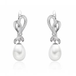 Náušnice s pravou bílou perlou ve tvaru kapky - zvìtšit obrázek