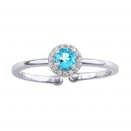 Støíbrný otevøený prsten Lady s pravým modrým topazem a Brilliance Zirconia