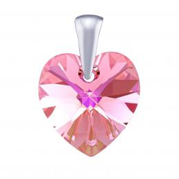 Støíbrný pøívìsek SRDCE 14mm se Swarovski Crystals - Light Rose