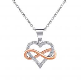 Støíbrný náhrdelník Tirtael s pøívìskem srdce a Infinity se zirkony SILVEGO® Brilliance Zirconia