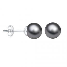 Støíbrné náušnice pecky s èernou perlou Swarovski® Crystals