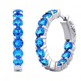 Luxusní støíbrné náušnice kruhy se svìtle modrými zirkony - zvìtšit obrázek