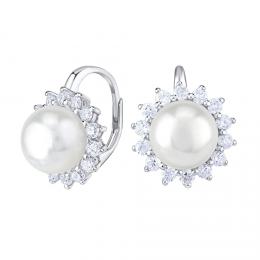 Luxusní støíbrné náušnice s pøírodní bílou perlou - zvìtšit obrázek