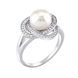 Støíbrný prsten LAGUNA s pravou pøírodní bílou perlou