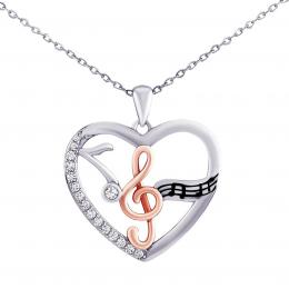 Støíbrný náhrdelník Amadeus s hudebními motivy s Brilliance Zirconia - zvìtšit obrázek