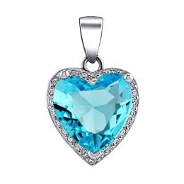 Støíbrný pøívìsek s modrým kamenem ve tvaru srdce - zvìtšit obrázek