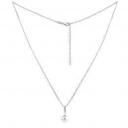 Støíbrný náhrdelník s bílou perlou Swarovski® Crystals 8mm