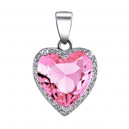 Støíbrný pøívìsek s rùžovým kamenem ve tvaru srdce s Brilliance Zirconia - zvìtšit obrázek
