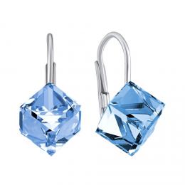 Støíbrné náušnice modré kostky Swarovski® Crystals - zvìtšit obrázek