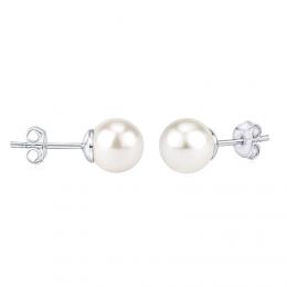 Støíbrné náušnice pecky s bílou perlou Swarovski® Crystals - zvìtšit obrázek