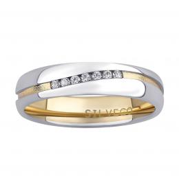 Snubní støíbrný prsten MARIAGE pozlacený žlutým zlatem s Brilliance Zirconia - zvìtšit obrázek