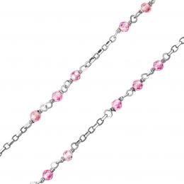 Støíbrný náhrdelník Marina 42 + 5cm - rùžový - zvìtšit obrázek