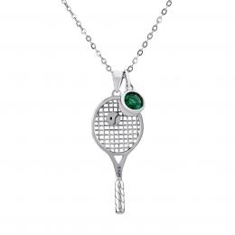 Støíbrný náhrdelník Falla s pøívìskem tenisové rakety a míèku s Brilliance Zirconia