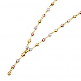 Zlatý náhrdelník dámský Dolby s oky a broušenými barevnými korálky - 3 mm