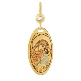 Zlatý pøívìsek Panny Marie s Ježíškem pozlacený rùžovým a bílým zlatem