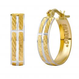 Zlaté náušnice kruhy Kemet ze žlutého zlata pozlacené bílým zlatem - 18 mm - zvìtšit obrázek