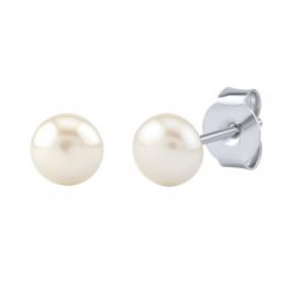 Støíbrné náušnice pecky s bílou pøírodní perlou 5 mm - zvìtšit obrázek