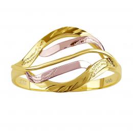 Zlatý prsten s ruèním rytím Adele ze žlutého a rùžového zlata - zvìtšit obrázek
