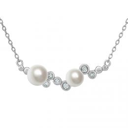 Støíbrný perlový náhrdelník ILUMIA