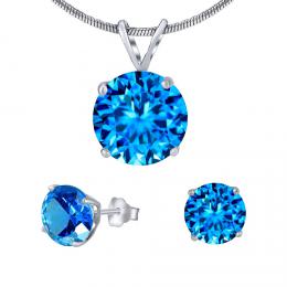 Set støíbrných šperkù s modrým køiš�álem - náušnice a pøívìsek
