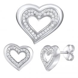 Støíbrná dárková souprava šperkù ve tvaru srdce