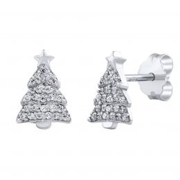 Støíbrné náušnice pecky vánoèní stromeèek s èirými Brilliance Zirconia - zvìtšit obrázek