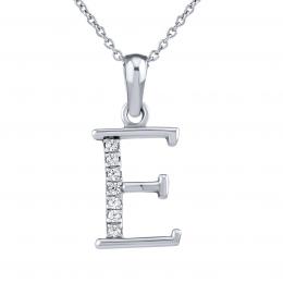 Støíbrný náhrdelník s pøívìskem písmene E s Brilliance Zirconia - zvìtšit obrázek