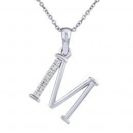 Støíbrný náhrdelník s pøívìskem písmene M s Brilliance Zirconia - zvìtšit obrázek