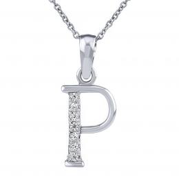 Støíbrný náhrdelník s pøívìskem písmene P s Brilliance Zirconia