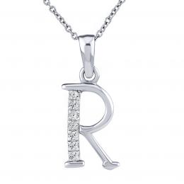 Støíbrný náhrdelník s pøívìskem písmene R s Brilliance Zirconia - zvìtšit obrázek