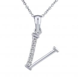 Støíbrný náhrdelník s pøívìskem písmene V s Brilliance Zirconia
