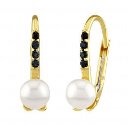 Zlaté náušnice April s pravou bílou perlou a Brilliance Zirconia - zvìtšit obrázek