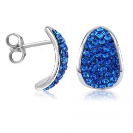 Støíbrné náušnice se Swarovski® Crystals 14 mm modré