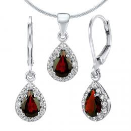 Set støíbrných šperkù EUREKA s pravým Granátem - náušnice a pøívìsek - zvìtšit obrázek