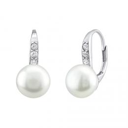 Støíbrné náušnice CASSIDY s bílou pøírodní perlou