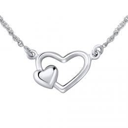 Støíbrný náhrdelník dvojité srdce