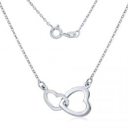 Støíbrný srdíèkový náhrdelník - dvojité propojené srdce