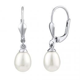 Støíbrné náušnice s bílou pøírodní perlou